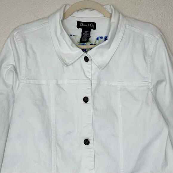 Denim & Co Vintage Embroidered Stretch Long Sleeves Jean Jacket - Picture 3 of 14